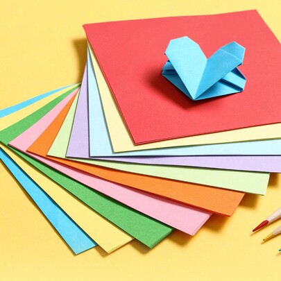 100 peças Origami Quadrado Colorido, Origami Feito à Mão, Dobradura Do It Yourself Grus de Papel Colorido, Papel Feito à Mão Colorido