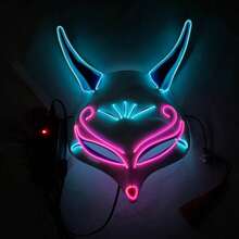 New Style Fox Hanfu Nine-Tailed Fox  Fox Mask Anime Halloween Cat Face Mask Halloween Luminous Mask Bar Props Cosplay - Multicolor - View 3