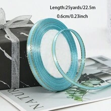 25 Yards Double Gold Edge Satin Ribbon 0.6/1/1.5/2.5/4cm Multiple Colors Gift Wrapping Ribbon Hair Accessory Clothing Material, Used For Gift Wrapping, Crafts, Bow Hair Ties, Wedding Party Decoration