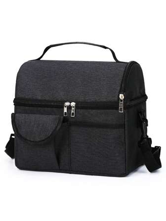 1pc Double-Layer Lunch Bag And Lunch Box Set For Men And Women, Leakproof & Thermal Insulated Large Capacity Adult Lunch Cooler Bag For Picnic, Camping, Outdoor Activities, Suitable For Students, Office Workers, Camping