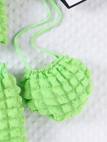 2pcs/Set Girls Cute Popcorn Print Short Sleeve Top And Shorts Set, Summer - Green - View 7