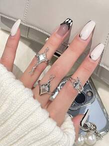 3pcs/set Rhinestone Decor Ring - Multicolor - View 5