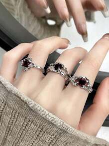 3pcs/set Rhinestone Decor Ring - Multicolor - View 2