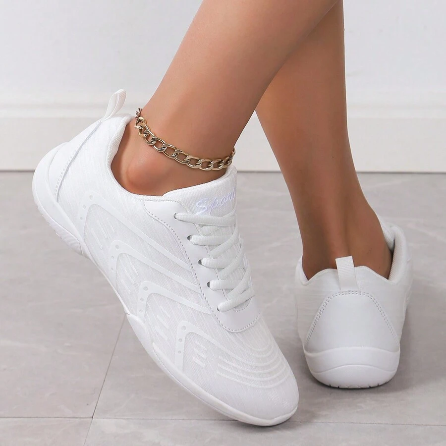 أحذية رياضية/رقص بيضاء للنساء، مناسبة للأنشطة الخارجية ، رقص بالمربع ، الايروبكس ، التمارين اللياقة البدنية ، تمارين الشباب ، التدريب والمسابقات