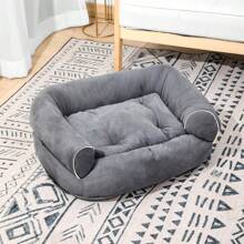 Cama sofá para mascotas con una sección y tres lados adecuada para perros de tamaño mediano con cojín para dormir suministros para mascotas - Multicolor - Ver 24