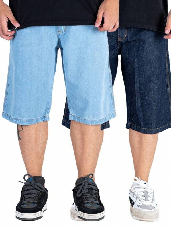 Kit 2 Bermudas Masculina Jeans Balão Tradicional Shorts Largo Nas Pernas