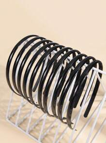 12pcs/Pack Black Simple Solid Color Hair Hoops, Basic Style, DIY Available, Suitable For Women Daily Use. Tiaras,Hairband,Hair Hoop Headbands ,Makeup Headband