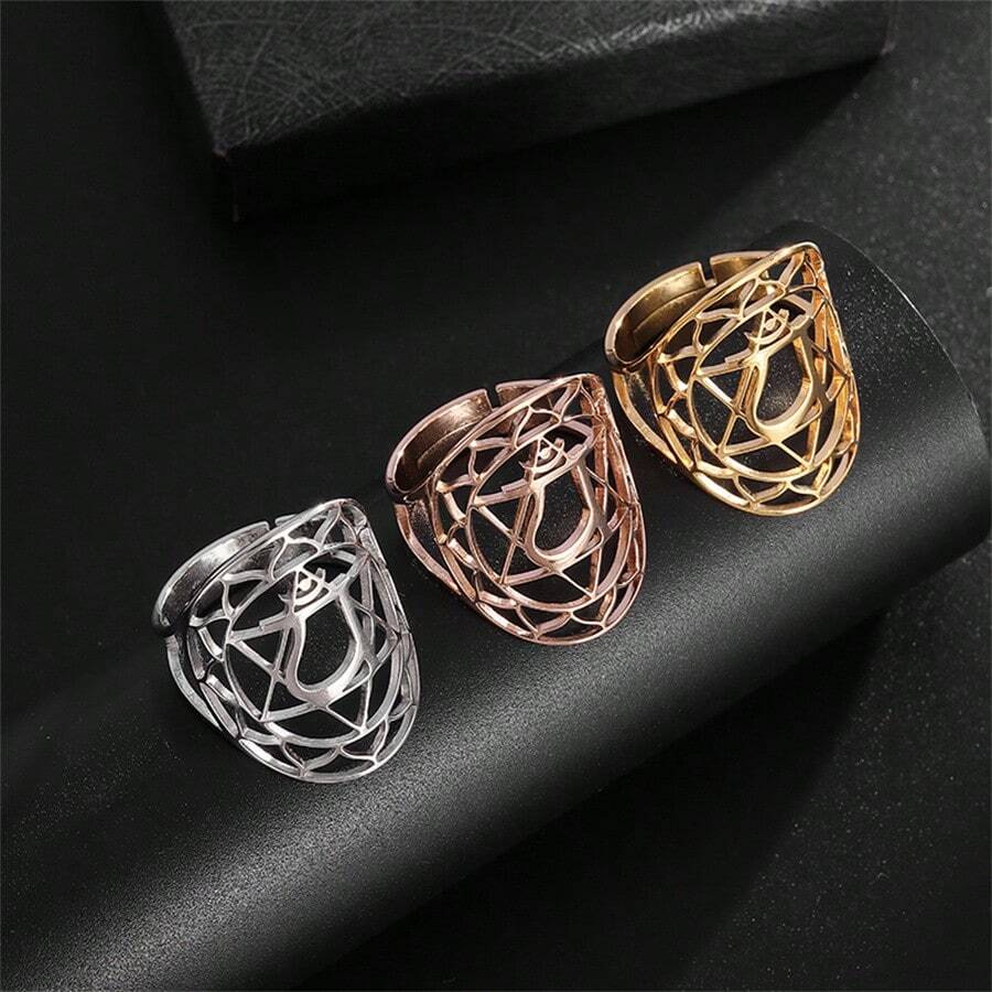 SeuSuk 1pc Stainless Steel  Anahata Chakra Ring - Multicolor - View 1