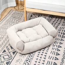 Cama sofá para mascotas con una sección y tres lados adecuada para perros de tamaño mediano con cojín para dormir suministros para mascotas - Multicolor - Ver 21