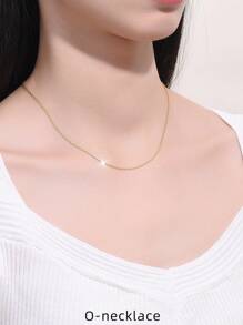 S925純銀鍊搭配18k鍍金,無吊墜,提供金色、銀色和玫瑰金色三種選擇 - 金色 - 查看 23