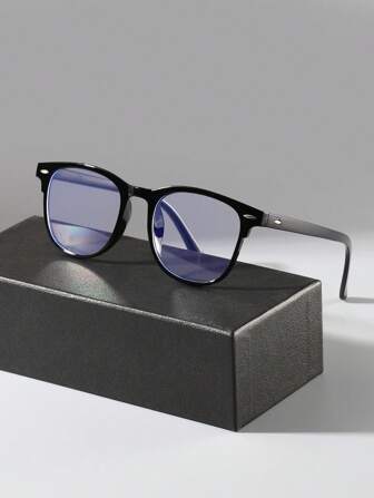 1pair Classic Square Shape Back To School Black Eyeglasses With For Men, Transparent Lenses To Protect Eyes From Computer, TV, Gaming And Smartphone Fatigue Glasses Accessories