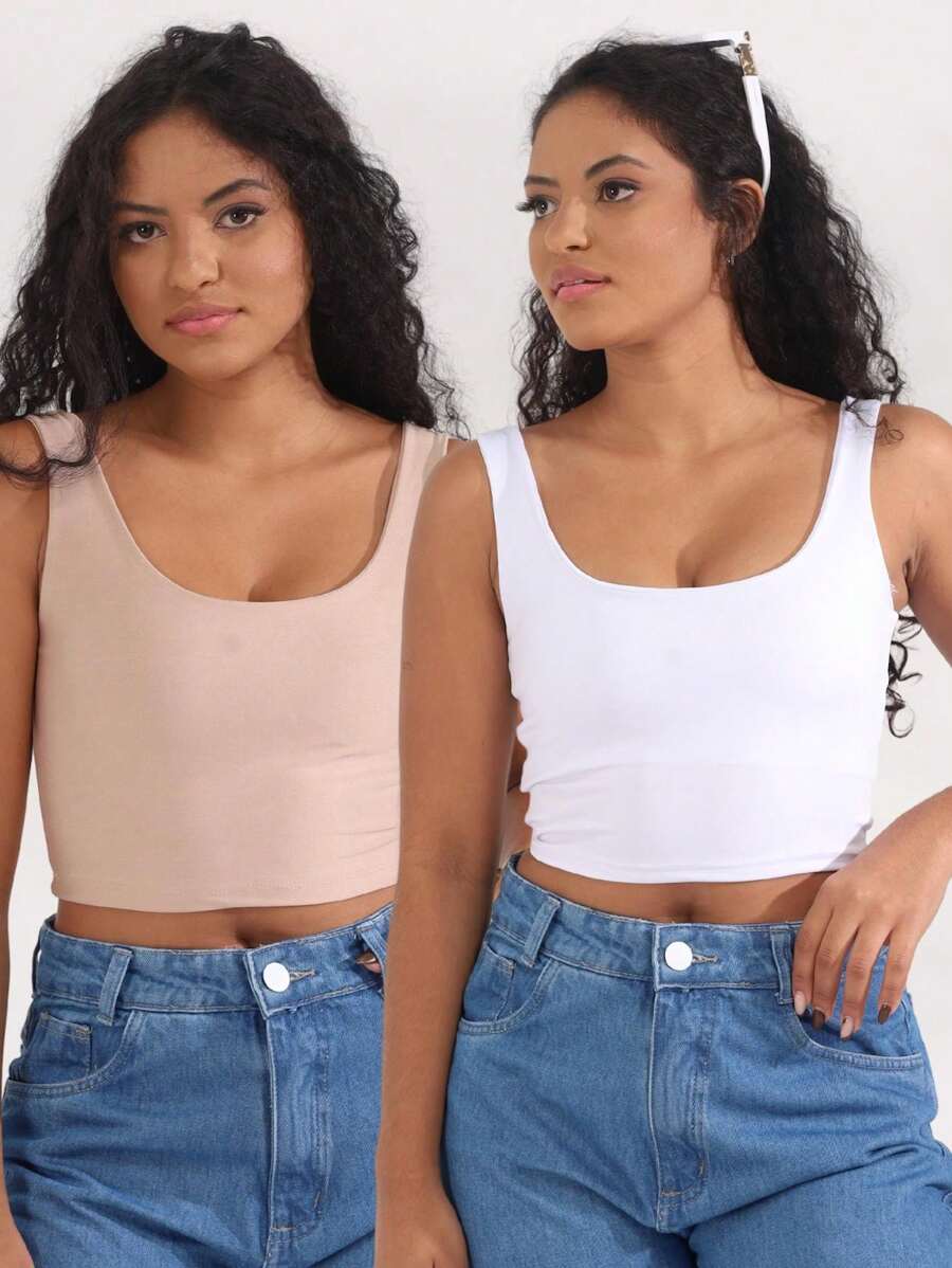 Women Tank Tops & Camis - 卡其色 - 查看 1