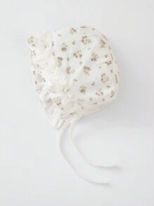 TUTUYA Baby Girl Princess Floral Lace Trimmed Thin Ear Ion Fashionable Cap - White - View 2