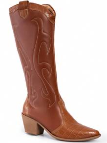 Lumiss Women Knee-High Boots - 駝色 - 查看 1