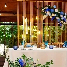 1pc Golden High Candle Holder, Center Piece Decor, Candlelight Dinner Photo Prop, Wedding Anniversary Birthday Date Night Atmosphere Decor, Dining Table Living Room Home Decor, Christmas Valentine's Day New Year Decoration, Gifts Christmas Decorations Room Decor, Christmas Gifts