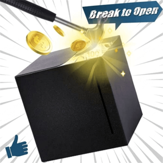 Tirelire pour adultes à briser pour ouvrir, tirelire en acier inoxydable pour adultes pour vrai argent, tirelire en métal incassable pour épargner l'argent liquide (4,72 pouces/5,9 pouces, noir) Meilleurs cadeaux