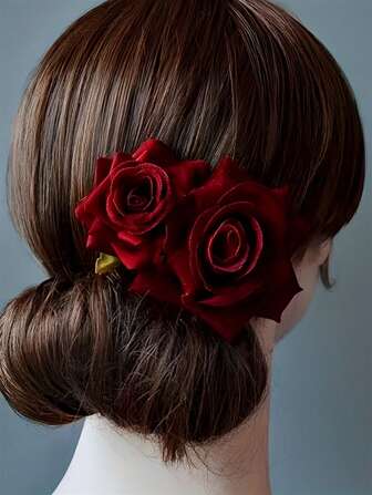 2pcs Fashionable Rose Shaped Hair Clips, Decorative For Women, Suitable For Party/Ball Claw Clips Hair Claws Hair Barrettes, School Stuff, College, Hair Accerssories