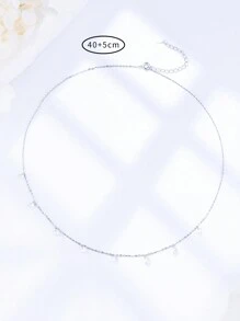 ELSEDES 1pc Fashionable And Sophisticated S925 Sterling Silver Handmade Gemstone Pendant Necklace, Showcasing Fashion Charm, Quality Jewelry, Suitable For Women Daily Wear, Party Wear, Anniversary Wear - Silver - View 5