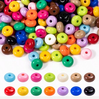 100pcs 8mm Acrylic Lentil Beads, Mixed Color Abacus Beads For Handicrafts, Acrylic Spacer Beads For Jewelry Bracelet Necklace Making, Fountain Pen Jewelry Handicrafts