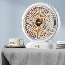 1pc Rechargeable 1800mAh Battery Capacity 3-Speed Portable Desktop Circulating Small Fan Suitable For Various Environments - White and Black - View 3