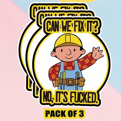 3pcs Can We Fix It Funny Stickers , 2/3/5inch Available Size Fun Meme Sticker For Tool Box , Water Bottle , Hard Hat , Phone , Laptop , Cars ,Trucks , Windows , Scrapbooking, Cut Vinyl Decal 1pc Construction Hard Hat Stickers , Great Gift