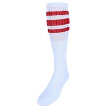 CTM Men's Big And Tall Striped Tube Socks (4 Pairs) - Black, Red, Royal Blue, Gold - View 4