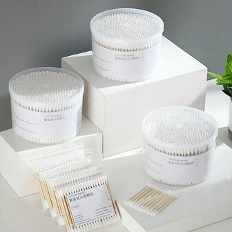 1 Box Double-Ended Cotton Swabs, Disposable Makeup Pads