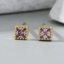 1 Par de Pendientes de botón de Moda con diseño sencillo de Flor hueca, adecuados para mujeres para usar como caídas decorativas en la vida cotidiana (Hechos de Material de Cobre), Mujeres pendientes de joyería de moda y de nicho - Plateado - Ver 19