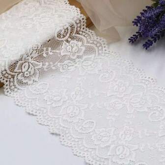 1m Elastic Lace Trim With Multiple Colors, 15cm Width, For DIY Decoration, Sewing, Crafts And Accessories