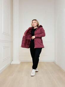 Women Trench Coats - 酒紅色 - 查看 4