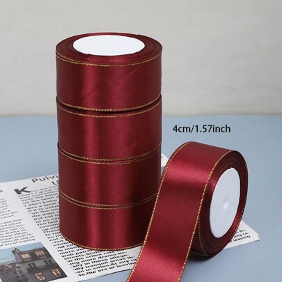 25 Yards Double Gold-Edged Satin Ribbon 0.6/1/1.5/2.5/4cm, Multi-Color Ribbon For Gift Packaging, Crafts, Hair Bows, Wedding Party Decoration