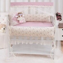 KIT PARA MINI-BERÇO 10 PEÇAS MENINA BONEQUINHA - Rosa Bebê - Visão 1