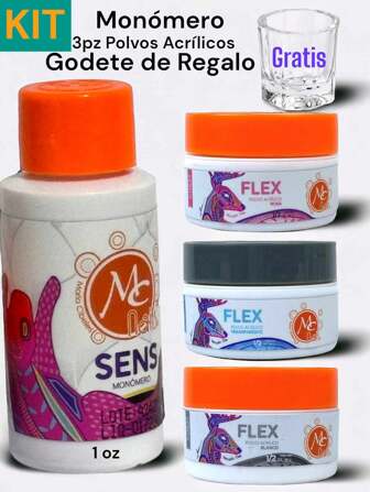 -PACK Polvos Acrilicos 1/2 oz + Monomero1oz Aplicacion de uñas Acrilicas