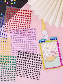 4 Size 8 Sheets Bling Jewels Stickers For Kids DIY Craft Card Decorations Self Adhesive Rhinestone Gem Stickers For Face Nail Body Makeup Festival - Multicolor - View 7