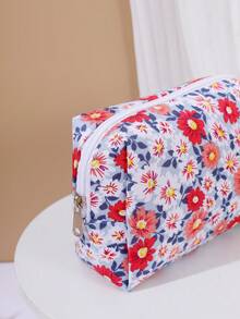 1 Túi Đựng Mỹ Phẩm Họa Tiết Hoa Mới, Túi Bảo Quản, Túi Giặt, Túi Trang Điểm Du Lịch Cho Sinh Viên Phong Cách Hàn Quốc, Túi Cầm Tay Hình Bát Giác Hoa Cúc - Màu Hồng Tươi - Xem 7