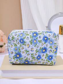 1 Túi Đựng Mỹ Phẩm Họa Tiết Hoa Mới, Túi Bảo Quản, Túi Giặt, Túi Trang Điểm Du Lịch Cho Sinh Viên Phong Cách Hàn Quốc, Túi Cầm Tay Hình Bát Giác Hoa Cúc - Màu Hồng Tươi - Xem 6