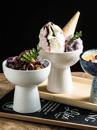 1 件陶瓷高碗/冰淇淋杯/甜點杯/奶昔杯/刨冰杯創意設計