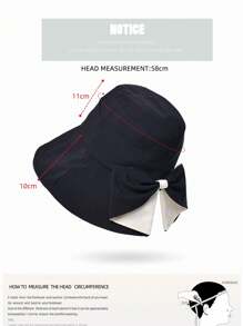 JOYLORD 1 pieza Sombrero de cubo de mujer de dos colores con lazo, sombrero de ala ancha de moda para actividades al aire libre en verano - 6190 - Ver 6