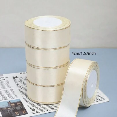 Paquete variado de cinta de raso de doble borde dorado de 25 yardas, ancho desde 0.6 / 1 / 1.5 / 2.5 / 4cm, para embalaje de regalo, manualidades, lazos para el cabello, accesorios de ropa, bodas y decoraciones.