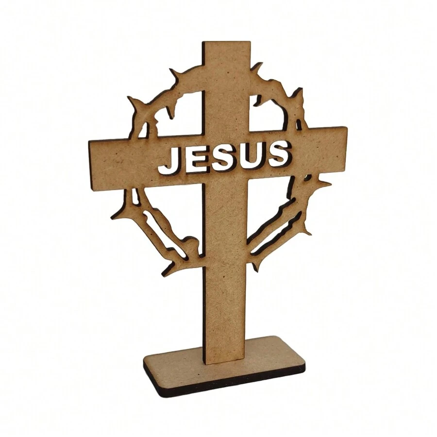 cruz de madera para comunion o bautizo centro mesa 25cm crucifijo recuerdo mi bautizo - Beis - Ver 1