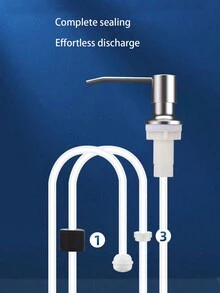 1PC Silver Stainless Steel Sink Soap Extractor, With A Press Type 1 Meter Extension Hose Suitable For Kitchen Sinks And Restaurant Sinks. Can Be Reused. - Thick Brushed - View 4