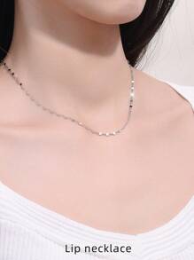 999 Sterling Silver Collarbone Necklace For Women, Silver Content: 92.5%, No Pendant, Stylish & Simple Chain Necklace, Versatile Accessory, Plated In Platinum, Ideal Gift For Friends, Mothers Valentines