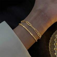 Pulseiras Duplas em Camadas, Conjunto de 2 Peças, Pulseiras Doces e Concisas com Miçangas para Mulheres, para sobrepor