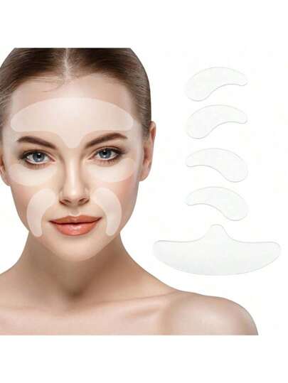 5/16pcs Reusable Silicone Face Lifting Patches - Smooth Silicone Patches For Forehead, Eye Corners, Neck Skin, Helps Smooth Fine Lines, Suitable For Sleep, Exercise And Yoga, Lightweight And Breathable, Comfortable To Wear Without Wrinkles