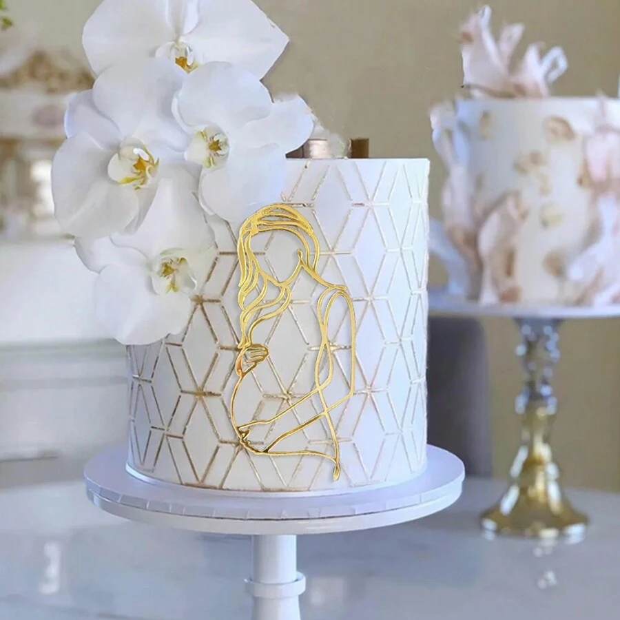 1 件金色准妈妈生日蛋糕装饰蛋糕装饰蛋糕装饰蛋糕装饰蛋糕装饰蛋糕装饰蛋糕装饰工具 - 金色 - 查看 1