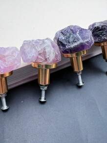 1 núm tủ và ngăn kéo bằng pha lê thô tự nhiên, tay nắm và núm tủ bằng thạch anh hồng Fluorite, tay nắm cửa tủ quần áo bằng đá quý cho cửa gấp, tủ bếp, tủ quần áo, phòng tắm - Nhiều màu - Xem 20