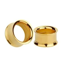 2pcs Gold Plated Ear Plugs Tunnels Gauges Screwed MIX Stretcher Piercings Earring Stainless Steel Body Jewelry