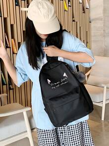 YUQING.FC Mochila Espaciosa, Hermoso Diseño De Orejas De Gato, Set De 4 Bolsos Con Gran Capacidad - Negro - Ver 4