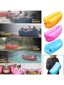 Sofá Inflable, Tumbona Inflable Cómoda, sofá de Aire Ergonómico Portátil para Acampar - Morado - Ver 5