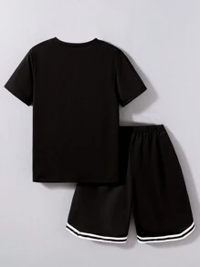 Tween Boy Sportswear Two-Piece Set, Casual And Versatile USA Letter Print Set, Suitable For Older Children